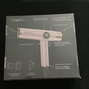 Silver and gold Hair Dryer with Digital Display and add-ons